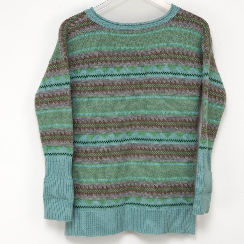 Sundance Nordic Isle Cashmere Sweater Pullover Wool V-neck Green Brown Size XS - Picture 3 of 7